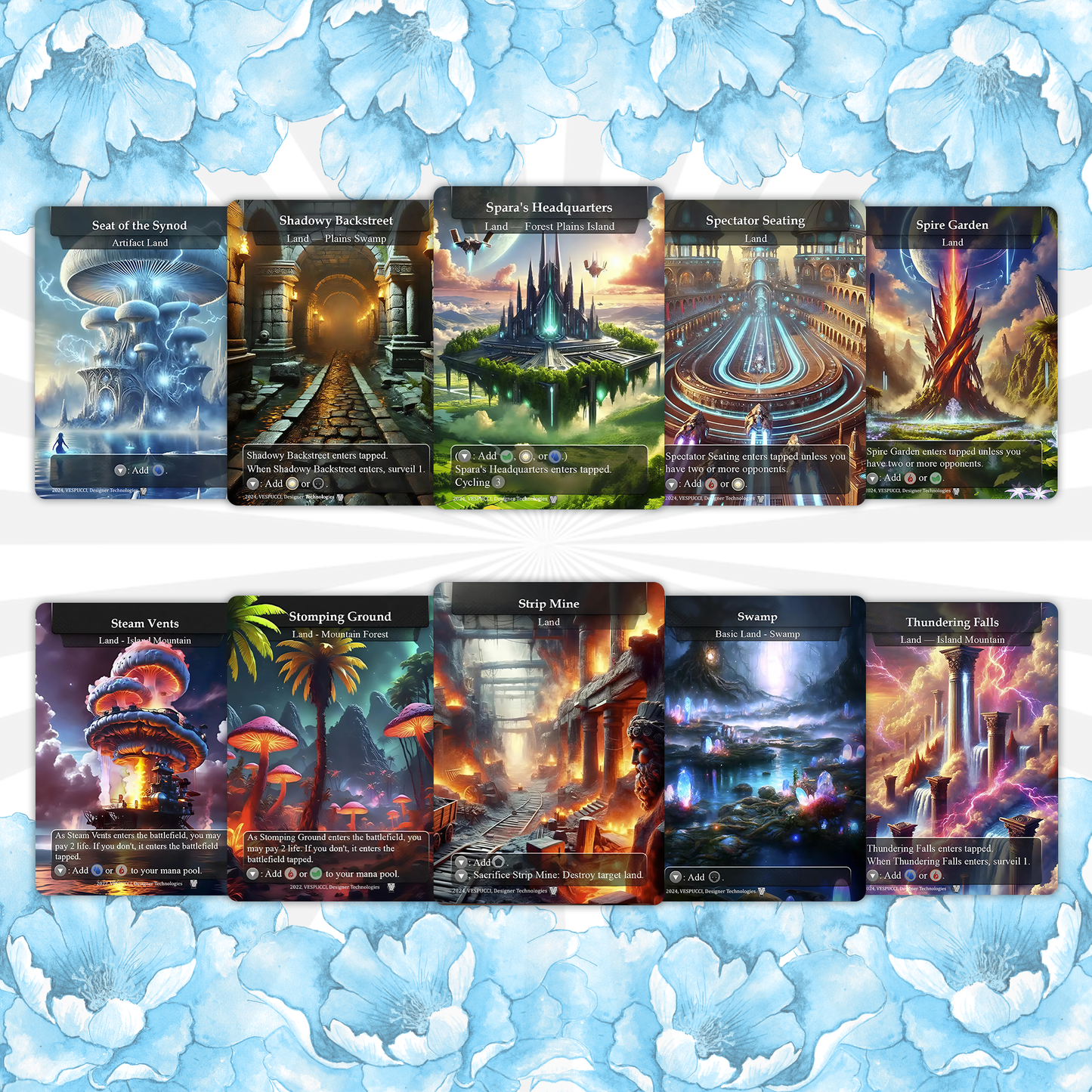 90 Custom Land Pack Dual, Fetch, Shock, Triome, Bond, Surveil, Basic, Artifact, & Utility Styles Premium Proxies