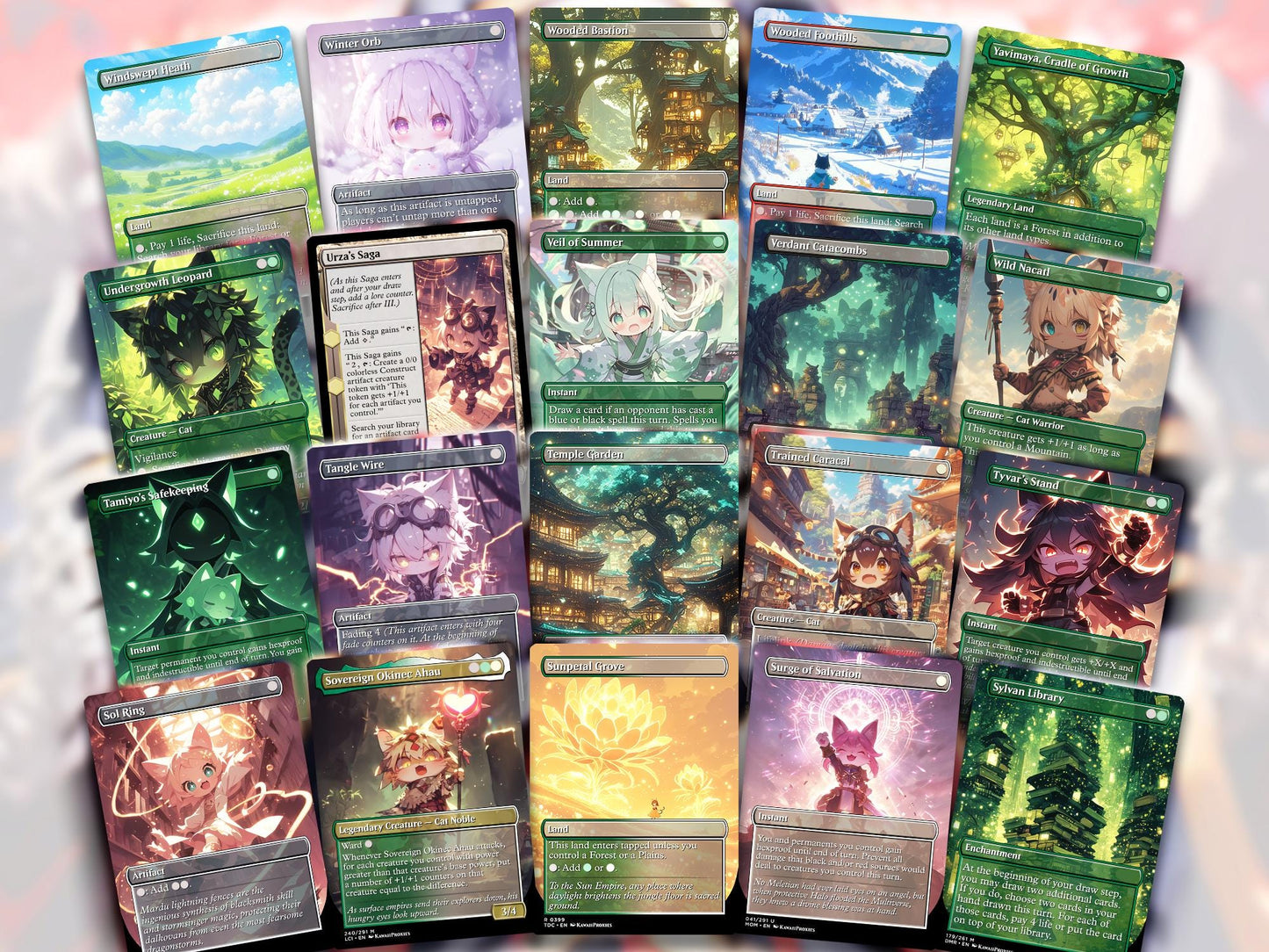 Chibi Catgirl MTG Deck - Arahbo EDH | Competitive Roar of the World | 99.95+ Premium Custom Cards