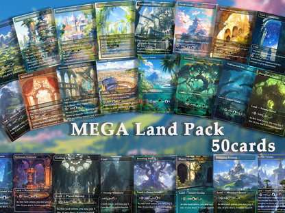 Mega Land pack (50+ cards) Anime watercolour lands set of 50 unique borderless custom proxy lands High quality lands