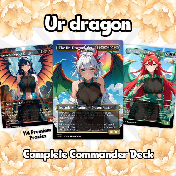 The Ur-Dragon Anime Waifu Commander | Custom Proxy EDH Dragon Tribal | Mystic MTG