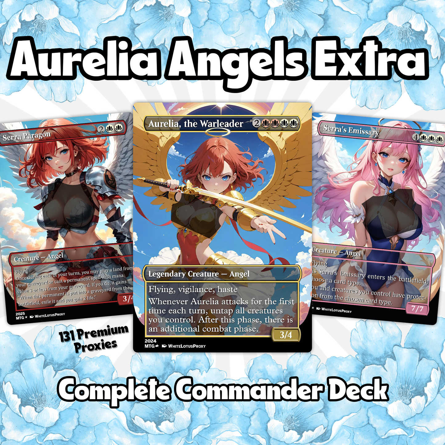 Aurelia Angels Extra Combats Anime Waifu Proxy Commander Deck Custom Proxy EDH Angel English High Quality Cards