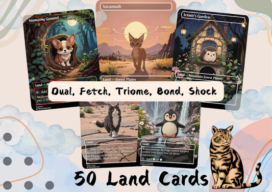 50 Land Bundle - Cute Proxy | Dual Bond Triome Fetch Shock | Custom Alter Full Art Card | Commander EDH | MuraProxyArt