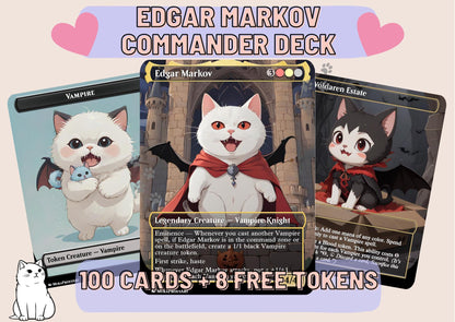 Edgar Markov Vampire Tribal Proxy Commander Deck, 99.95 Cards + 8 Free Tokens | Cute Custom Full Art | MuraProxyArt