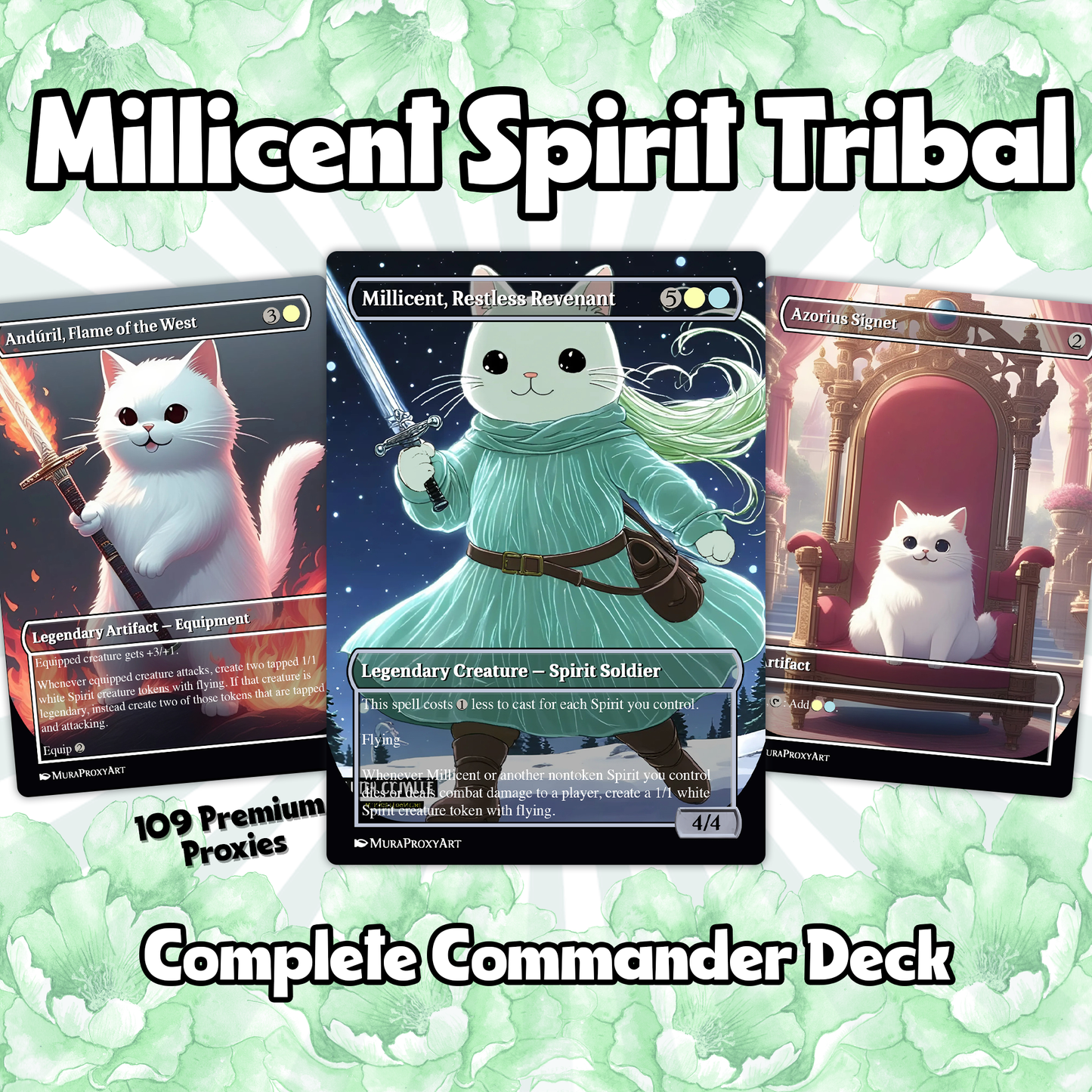 Millicent Spirit Tribal Proxy Commander Deck, 100 Cards + 6 Free Tokens | Cute Custom Full Art | MuraProxyArt