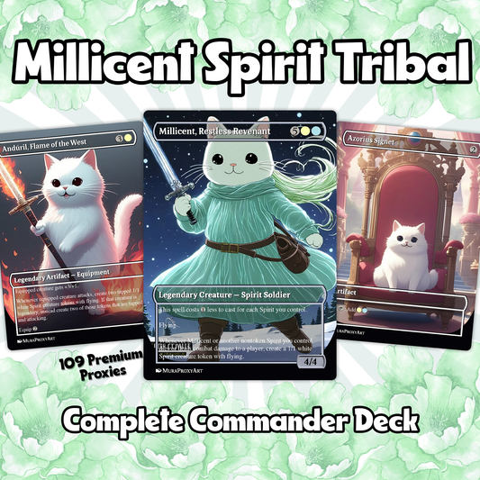Millicent Spirit Tribal Proxy Commander Deck, 100 Cards + 6 Free Tokens | Cute Custom Full Art | MuraProxyArt