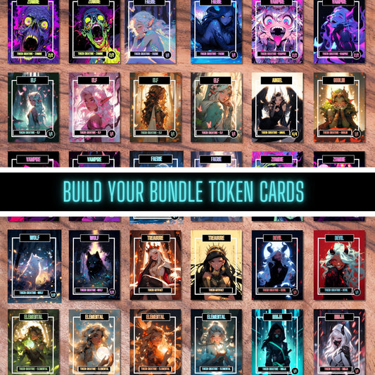 Token Card Bundle Compatible with MTG, Unofficial Tokens for MTG Play, Gifts for Gamers, Regular or Foil Holographic Tokens