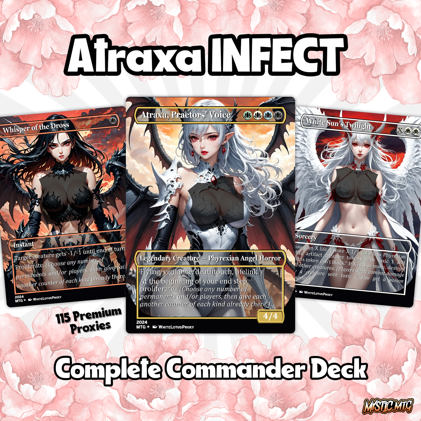 Atraxa INFECT Anime Waifu Ready to Play Proxy Commander Deck Custom Proxy EDH Phyrexian Tribal English High Quality Cards