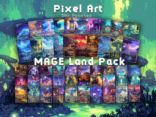 Pixel Art Style Mega Land pack, 50 unique borderless custom proxy lands High quality lands