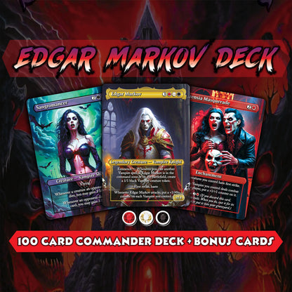 Vampire Commander Deck - Edgar Markov High Quality MTG Proxies for EDH, Full 99.95 Card Ready to Play Deck with Custom Art + Bonus