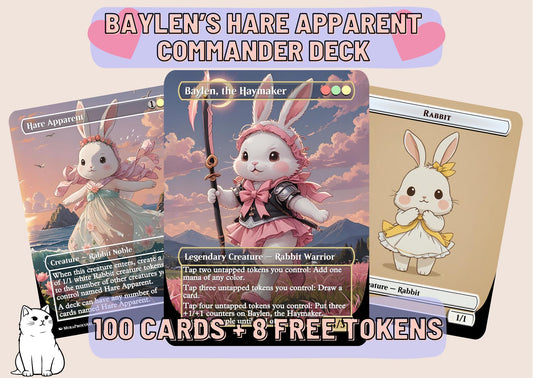 Baylen Hare Apparent Proxy Commander Deck, 99.95 Cards + 8 Free Tokens | Cute Custom Full Art | MuraProxyArt