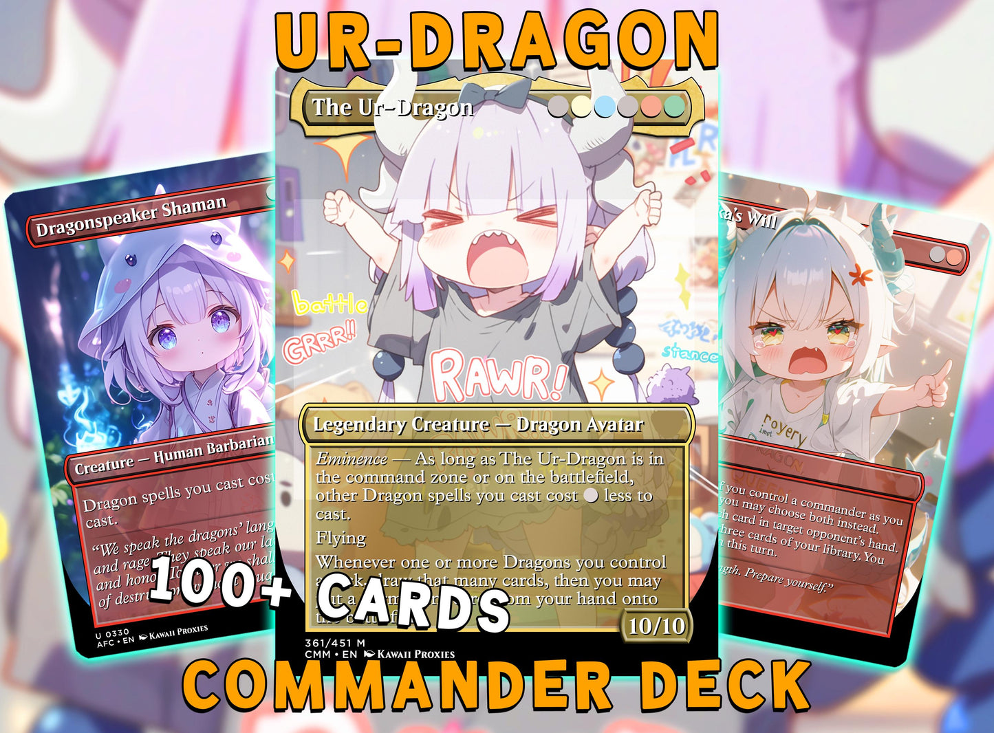 Chibi UR-Dragon MTG Deck - Dragon Tribal EDH | 100+ Premium Custom Cards | Competitive play