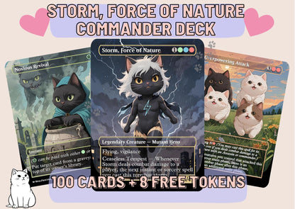 Storm, Force of Nature Proxy Commander Deck, 100 Cards + 8 Free Tokens | Cute Custom Full Art | MuraProxyArt