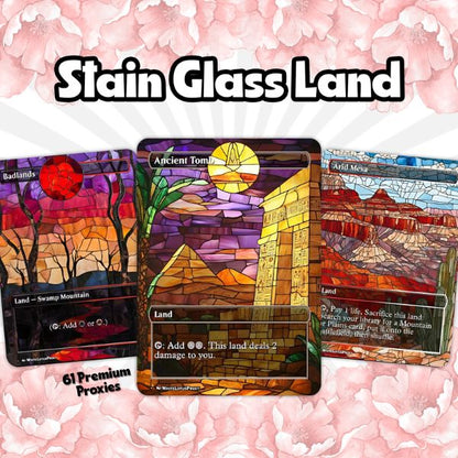 50+ Stained Glass Lands – Borderless Custom Proxy Land Pack for EDH & cEDH | Mystic MTG