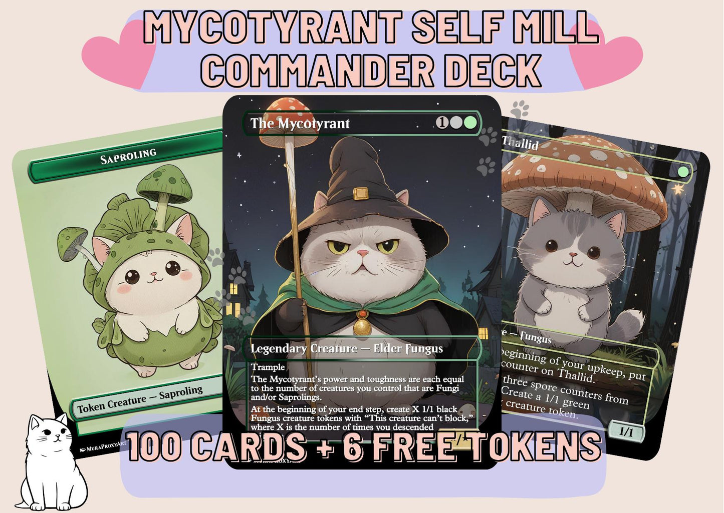 Mycotyrant Self Mill Proxy Commander Deck, 99.95 Cards + 6 Free Tokens | Cute Custom Full Art | MuraProxyArt