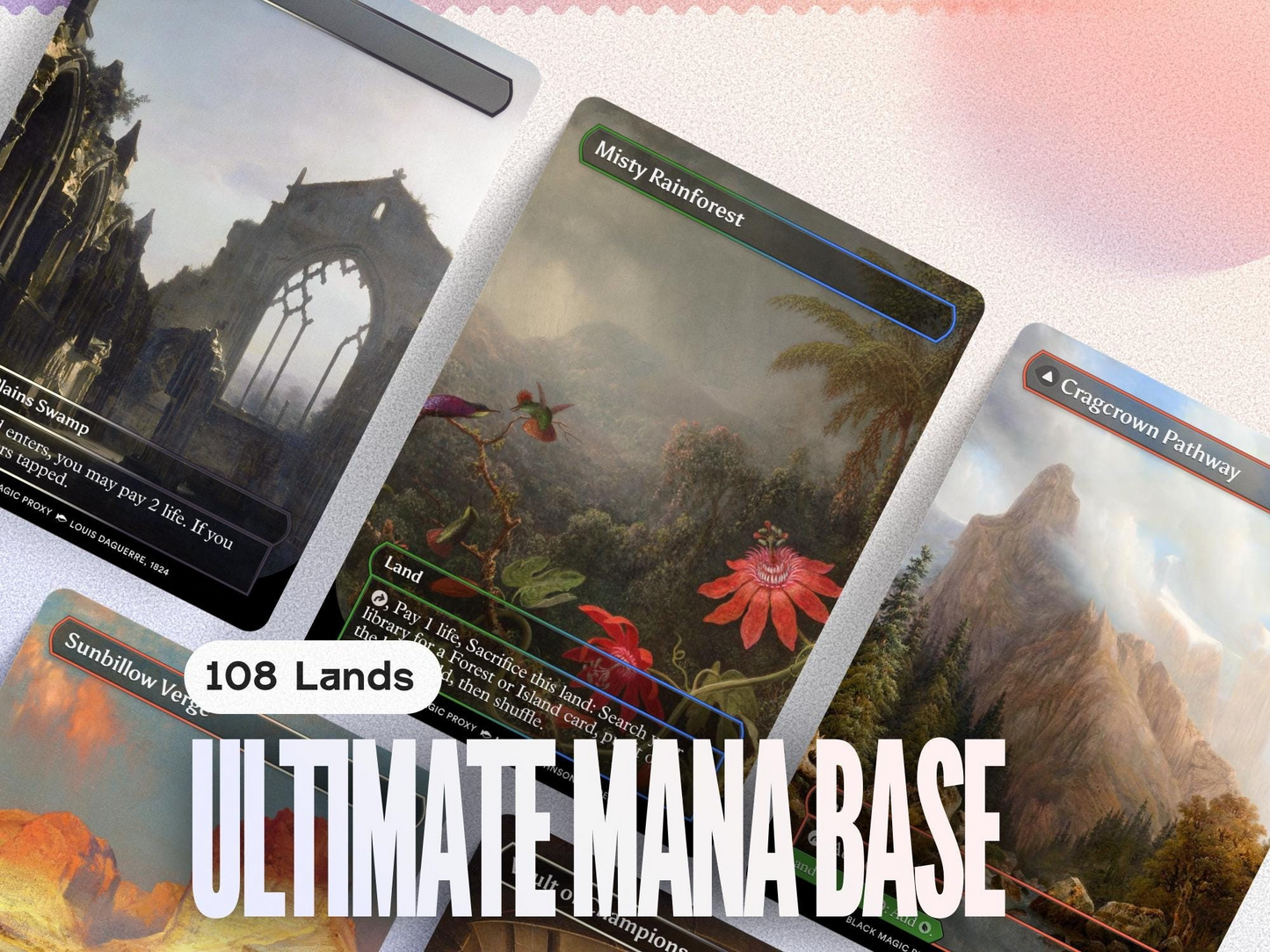 108× Lands Bundle — Ultimate Mana Base — Custom Art Playtest Cards for Commander EDH