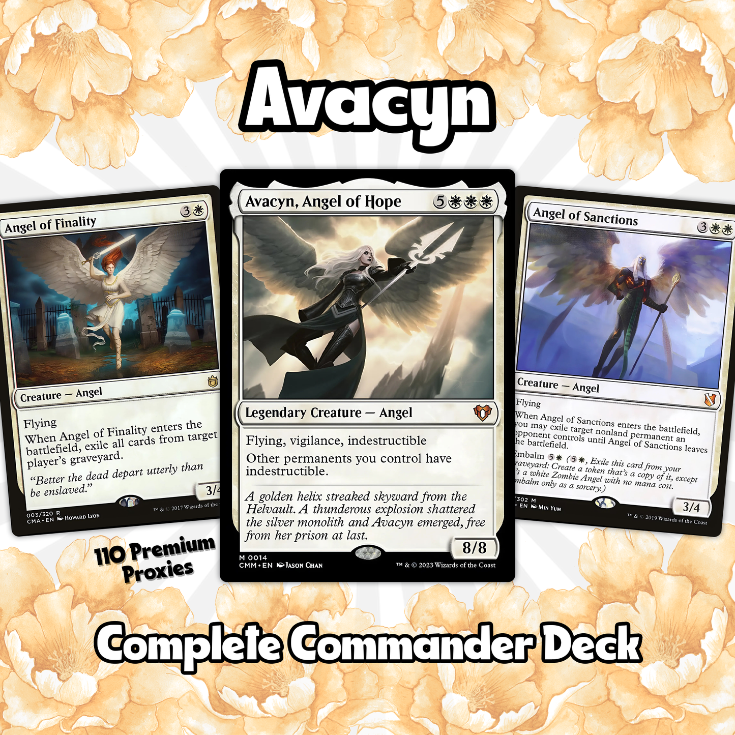 Avacyn, Angel of Hope ANGEL TRIBAL Magic MTG Custom Commander Deck
