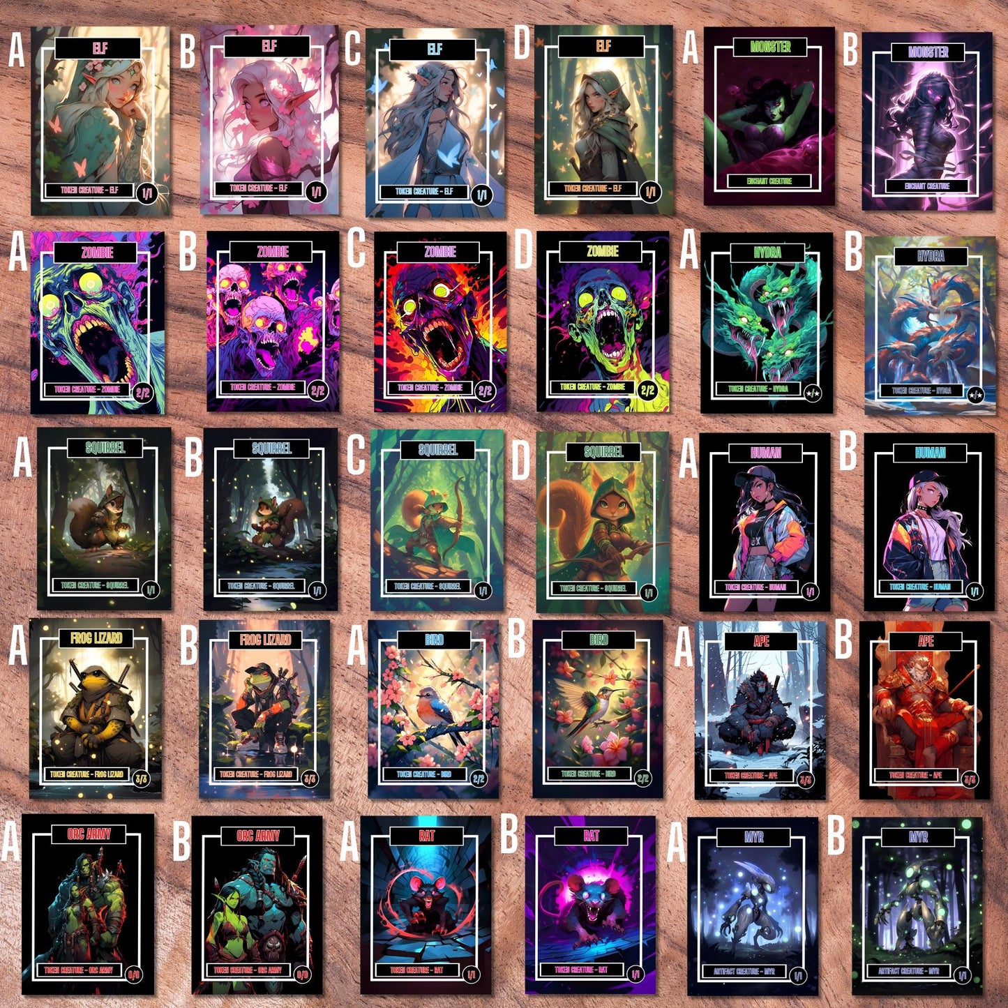 Token Card Bundle Compatible with MTG, Unofficial Tokens for MTG Play, Gifts for Gamers, Regular or Foil Holographic Tokens