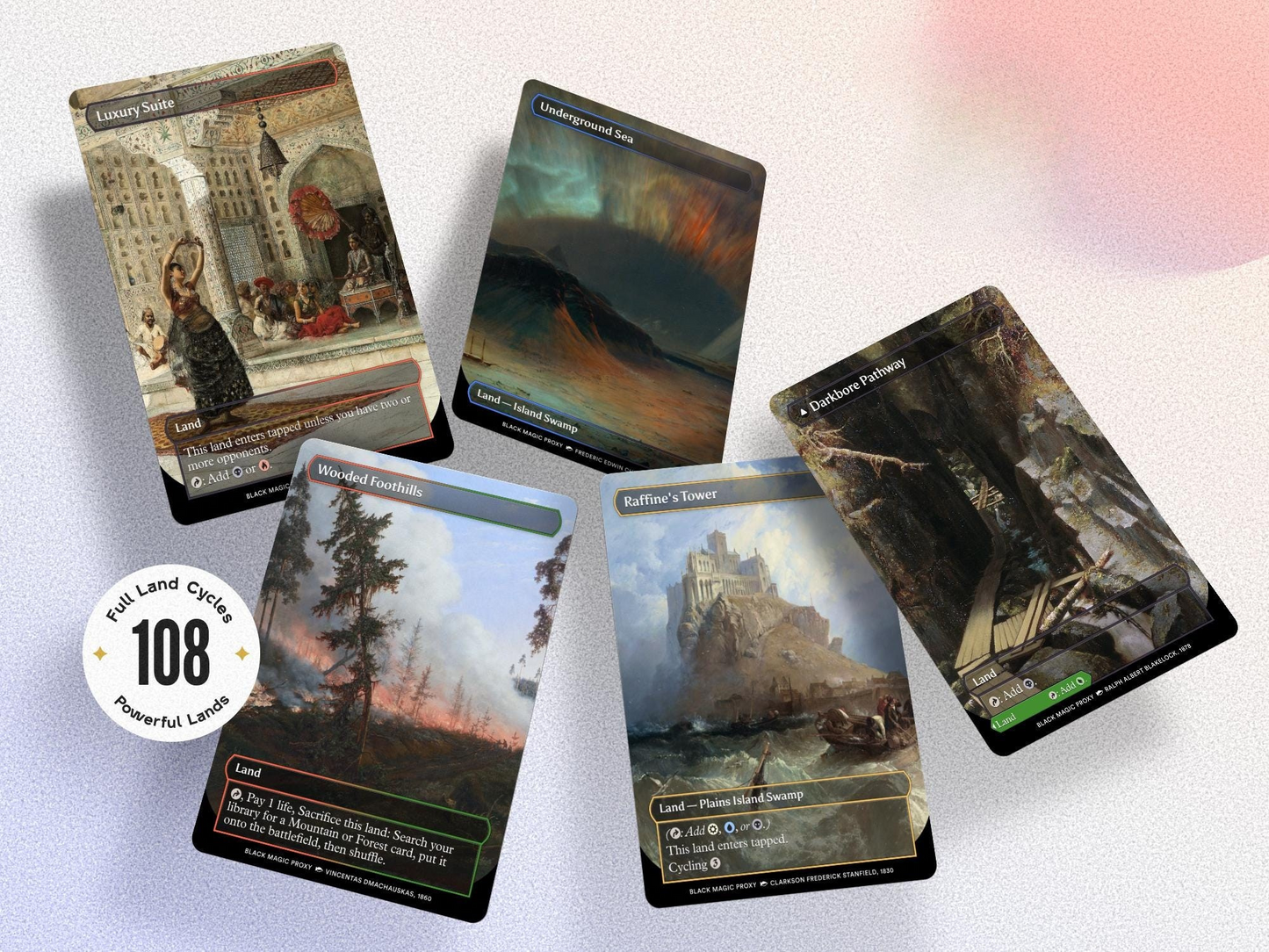 108× Lands Bundle — Ultimate Mana Base — Custom Art Playtest Cards for Commander EDH