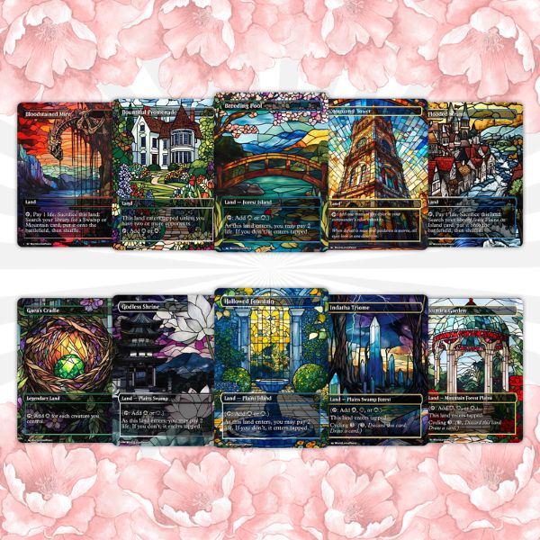50+ Stained Glass Lands – Borderless Custom Proxy Land Pack for EDH & cEDH | Mystic MTG