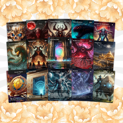 Eldrazi, totaling 108 Proxies, three commanders Ulalek, Azlask, and Zhulodock, Bonus Lands