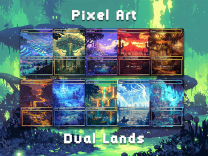 Pixel Art Style Mega Land pack, 50 unique borderless custom proxy lands High quality lands
