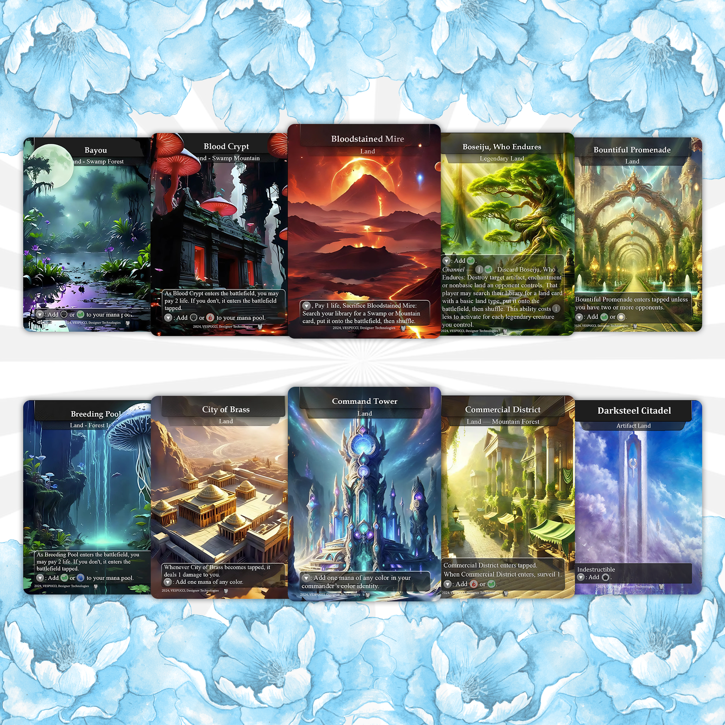 90 Custom Land Pack Dual, Fetch, Shock, Triome, Bond, Surveil, Basic, Artifact, & Utility Styles Premium Proxies