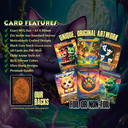 Cat Commander Tribal Deck, High Quality MTG Proxies for Commander EDH, Arahbo, Roar or the World Full 99.95 Card Deck with Custom Art + Bonus