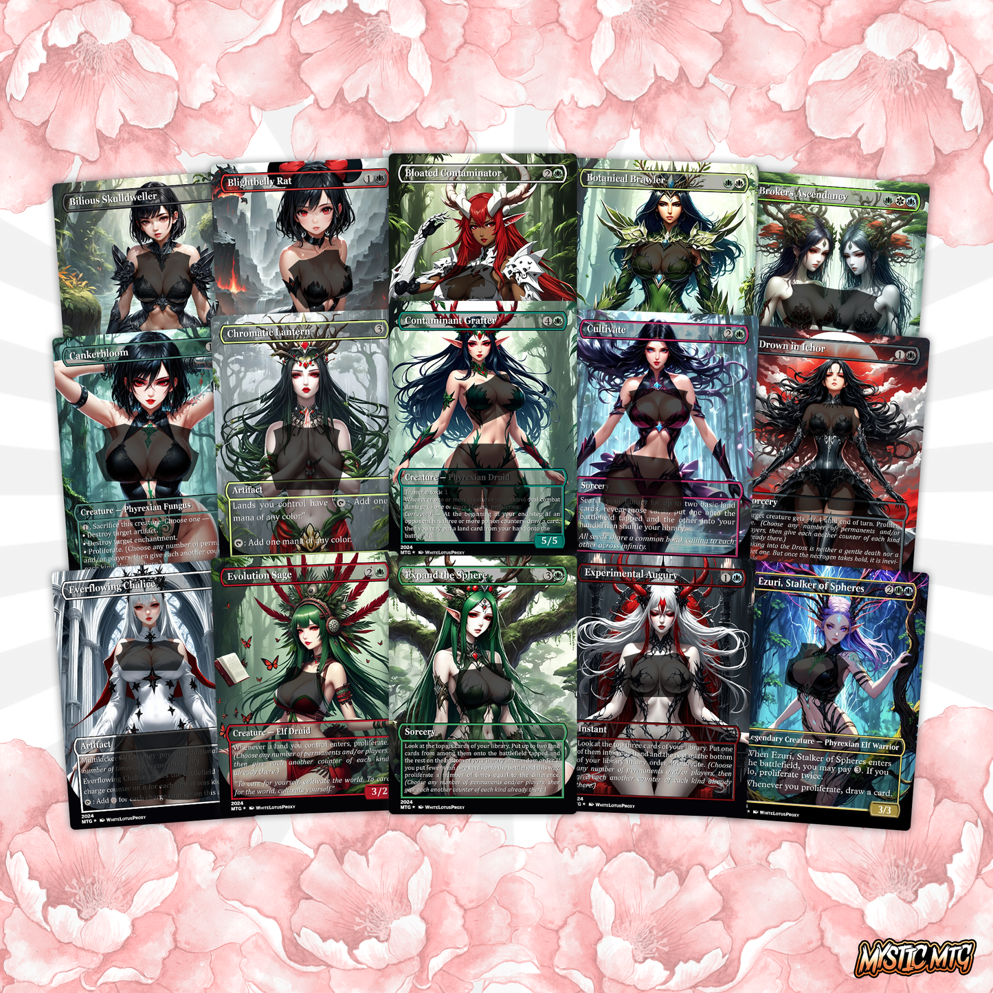 Atraxa INFECT Anime Waifu Ready to Play Proxy Commander Deck Custom Proxy EDH Phyrexian Tribal English High Quality Cards