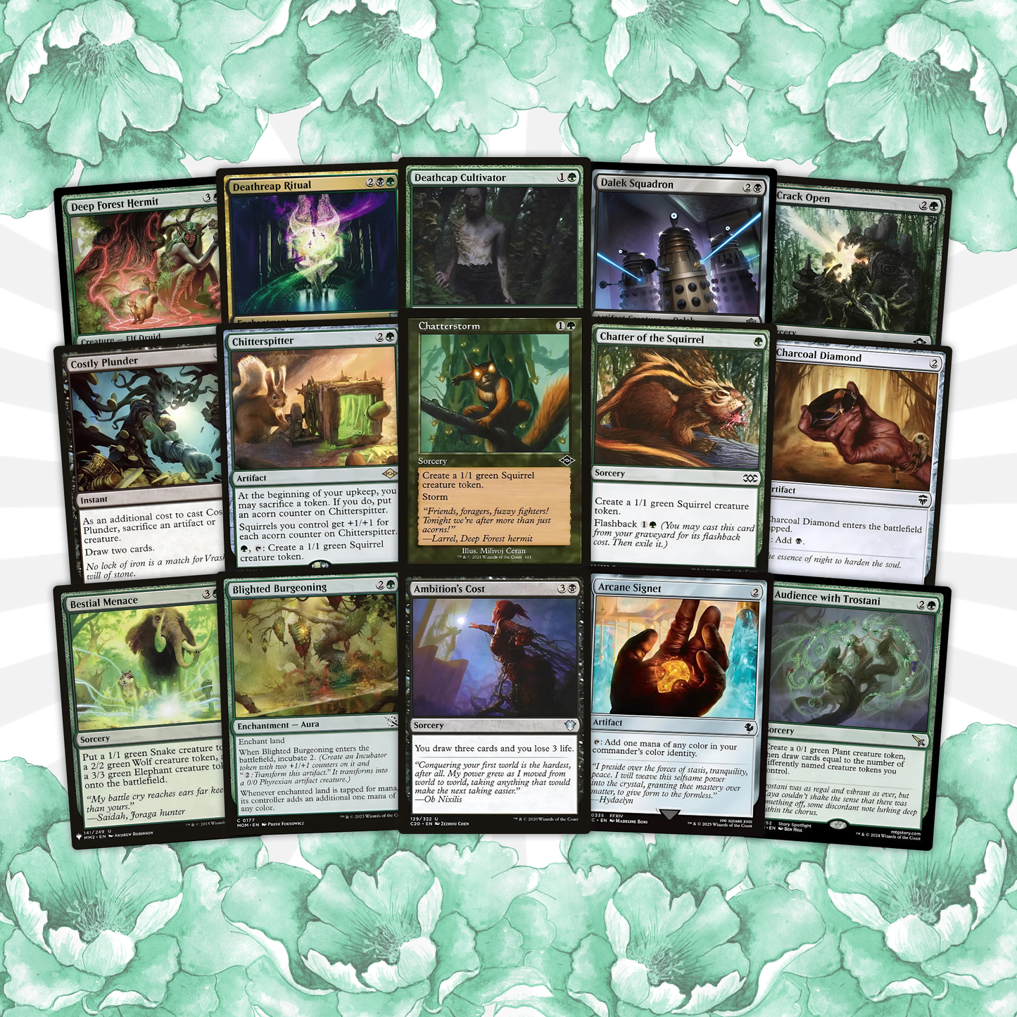 MTG Commander Deck EDH Deck Chatterfang, Squirrel General 100 Magic Cards Custom Deck Squirrels Tokens Green Black Golgari