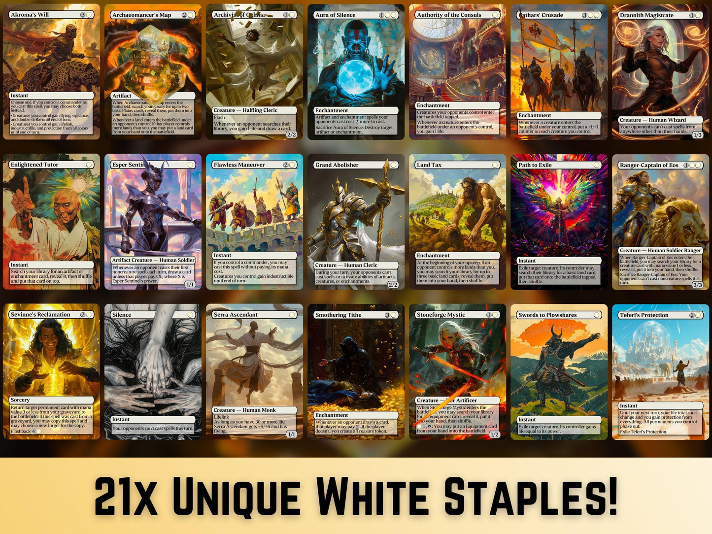 105 Card Commander Staples Super Mega Bundle - Gift - All 5xColors -Unique Full-art Custom Magic proxies-High Quality Cards for your decks!