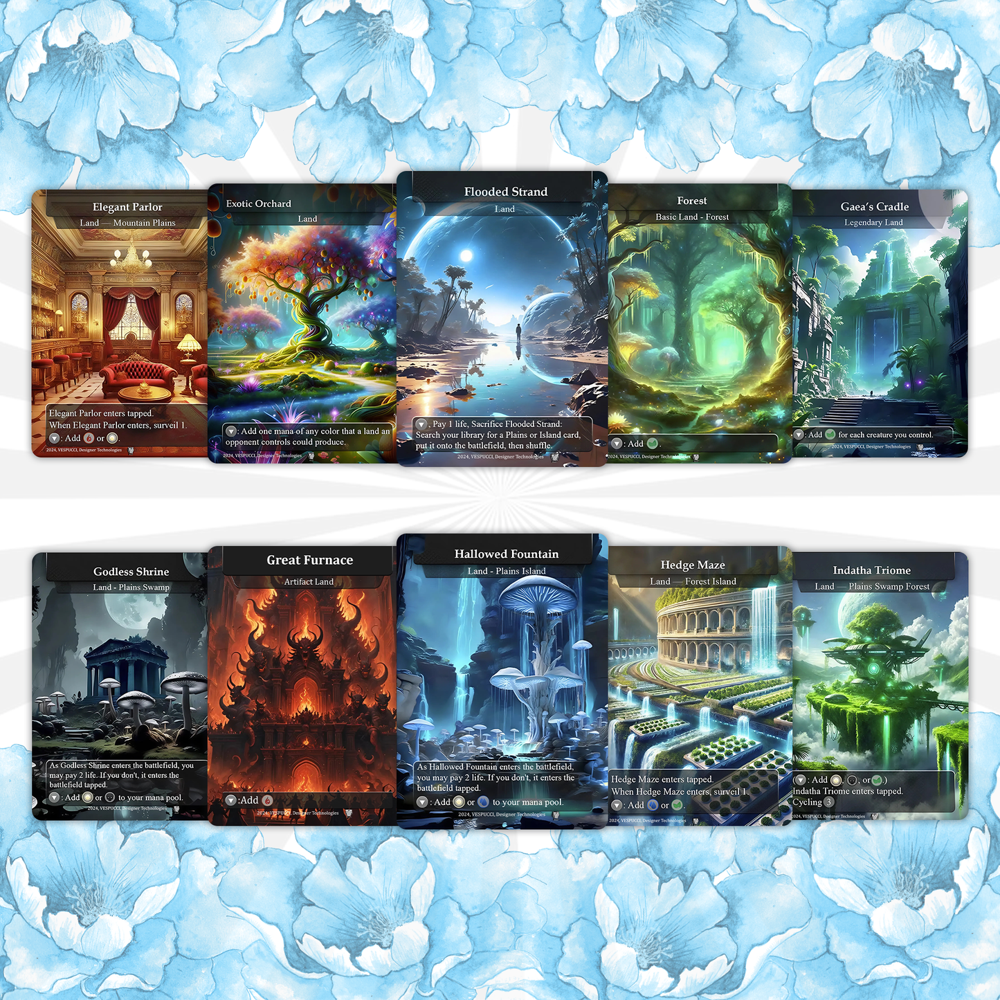 90 Custom Land Pack Dual, Fetch, Shock, Triome, Bond, Surveil, Basic, Artifact, & Utility Styles Premium Proxies