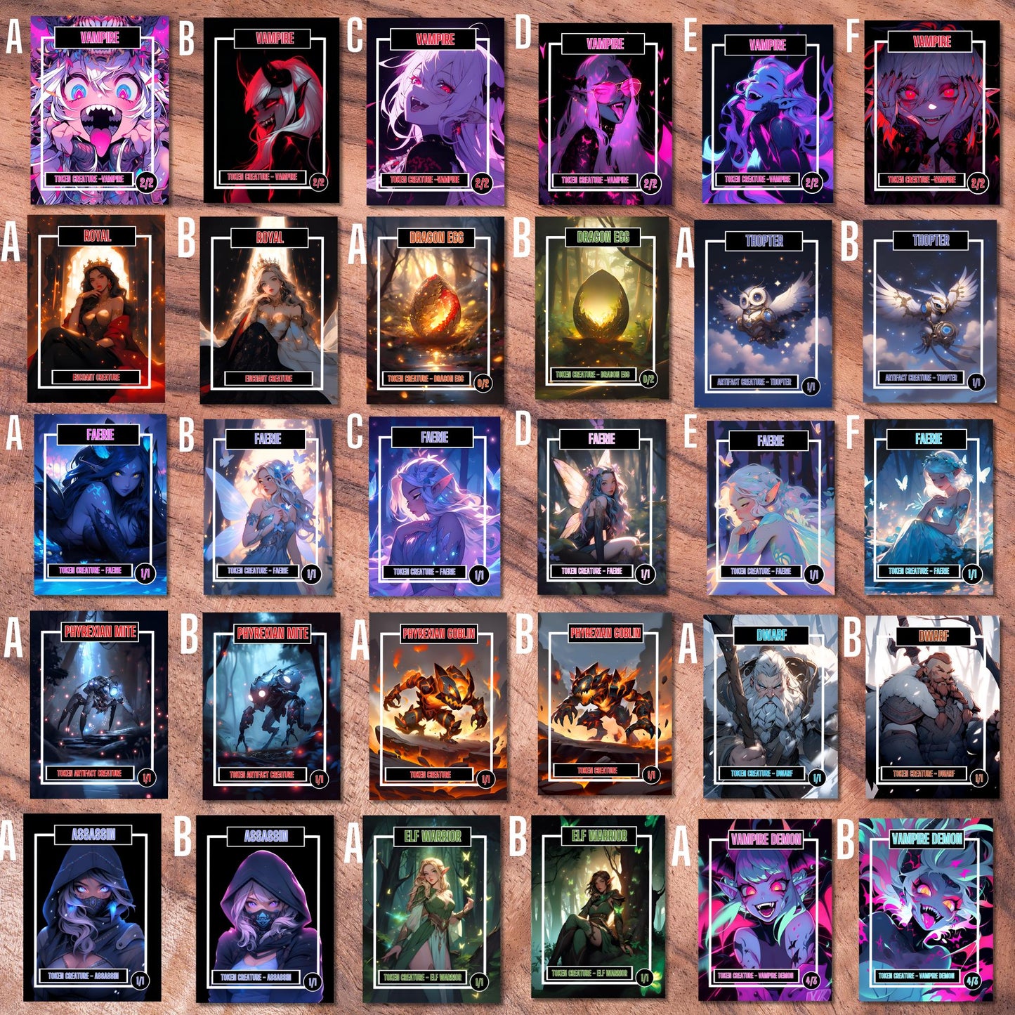 Token Card Bundle Compatible with MTG, Unofficial Tokens for MTG Play, Gifts for Gamers, Regular or Foil Holographic Tokens