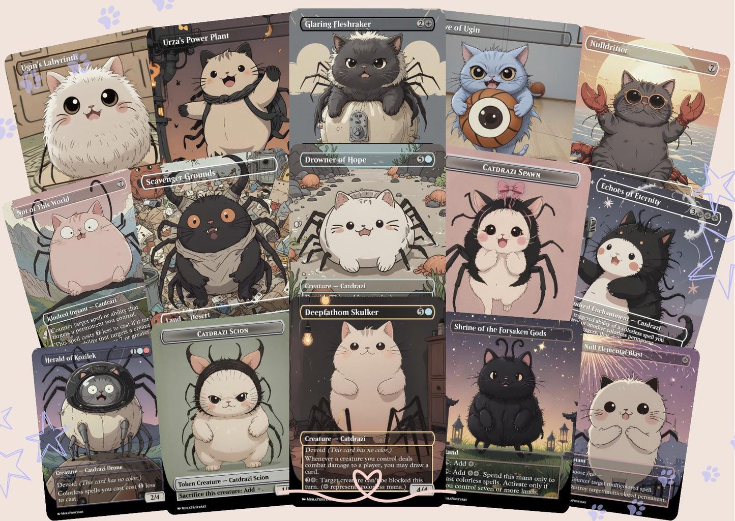 Ulalek Catdrazi Meme Eldrazi Proxy Commander Deck, 100 Cards + 5 Free Tokens | Cute Custom Full Art | MuraProxyArt