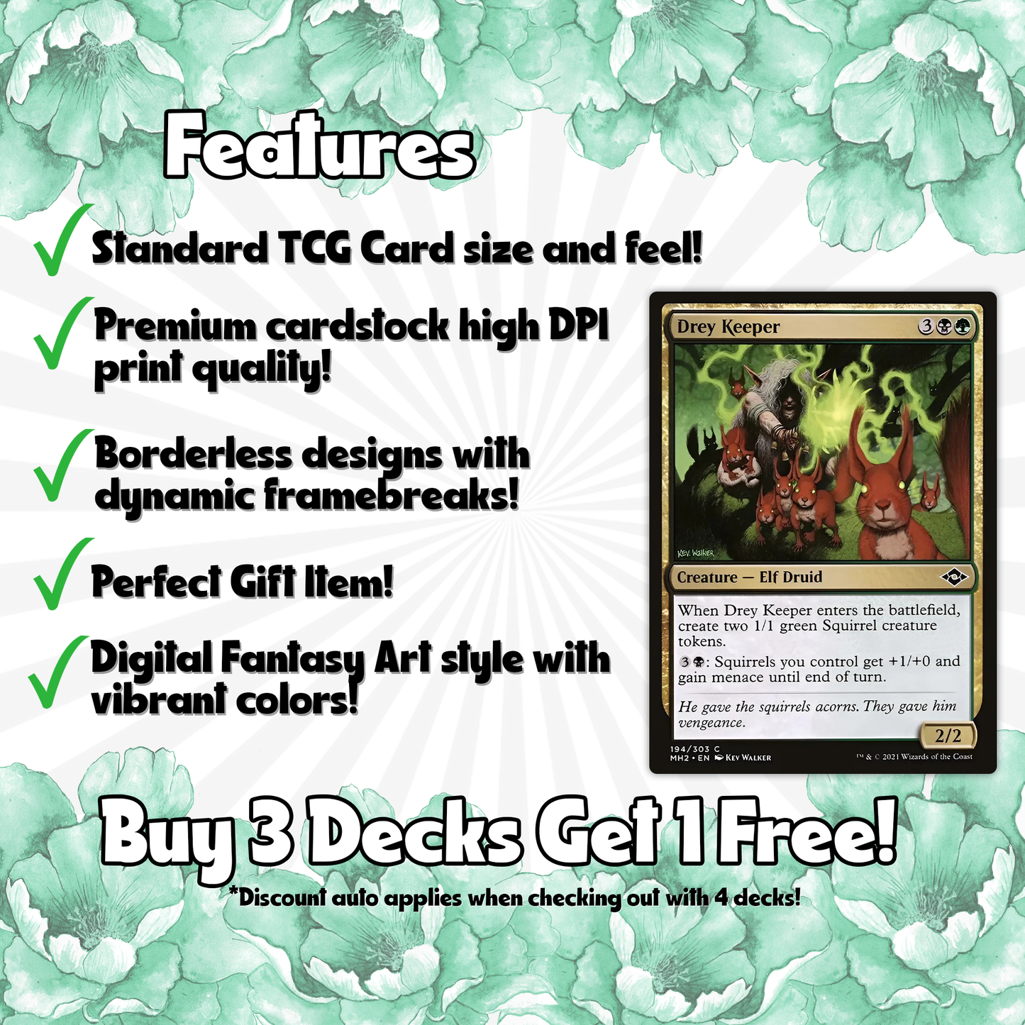 MTG Commander Deck EDH Deck Chatterfang, Squirrel General 99.95 Magic Cards Custom Deck Squirrels Tokens Green Black Golgari
