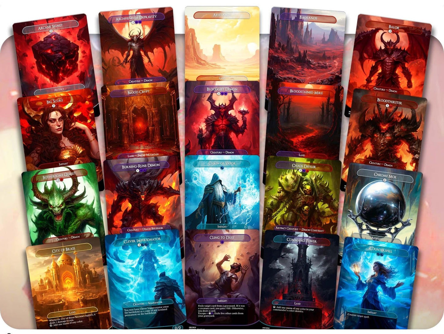 Be'lakor Demon Tribal - 99.95 Proxy Cards - Commander EDH Deck - High Quality Altered Cards - Full ManaFlame Deck