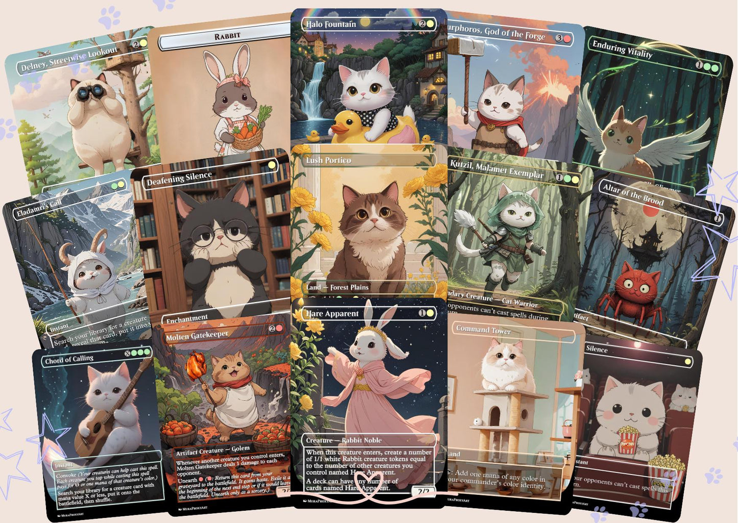 Baylen Hare Apparent Proxy Commander Deck, 99.95 Cards + 8 Free Tokens | Cute Custom Full Art | MuraProxyArt