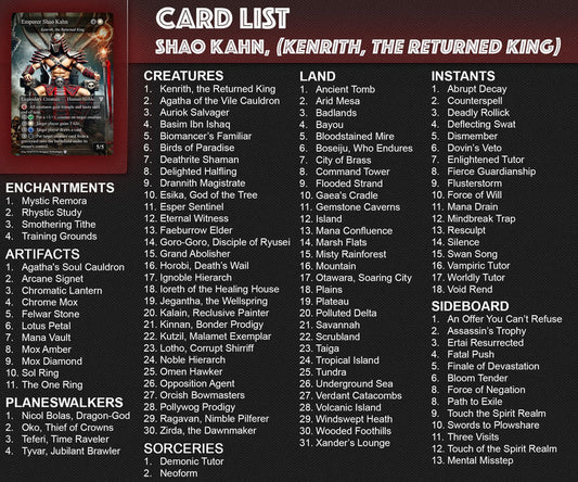 Marvel vs Mortal Kombat, Duel Decks, 2 EDH Decks, Kenrith the Returned King vs Captain America EDH Deck, 216 Total Proxy Cards