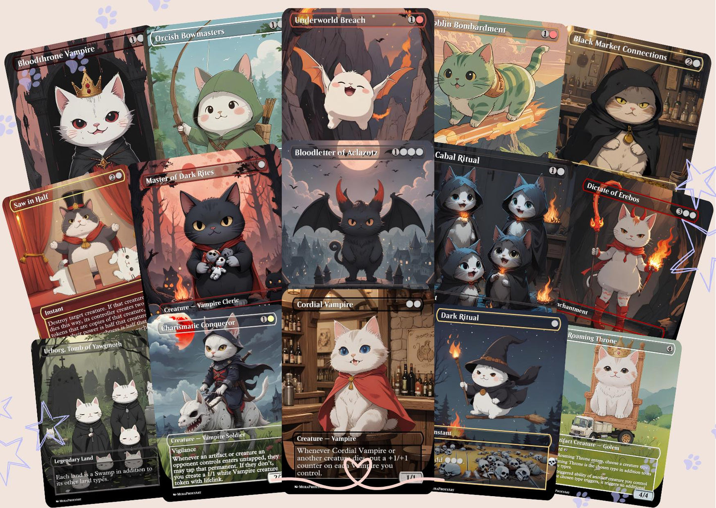 Edgar Markov Vampire Tribal Proxy Commander Deck, 100 Cards + 8 Free Tokens | Cute Custom Full Art | MuraProxyArt