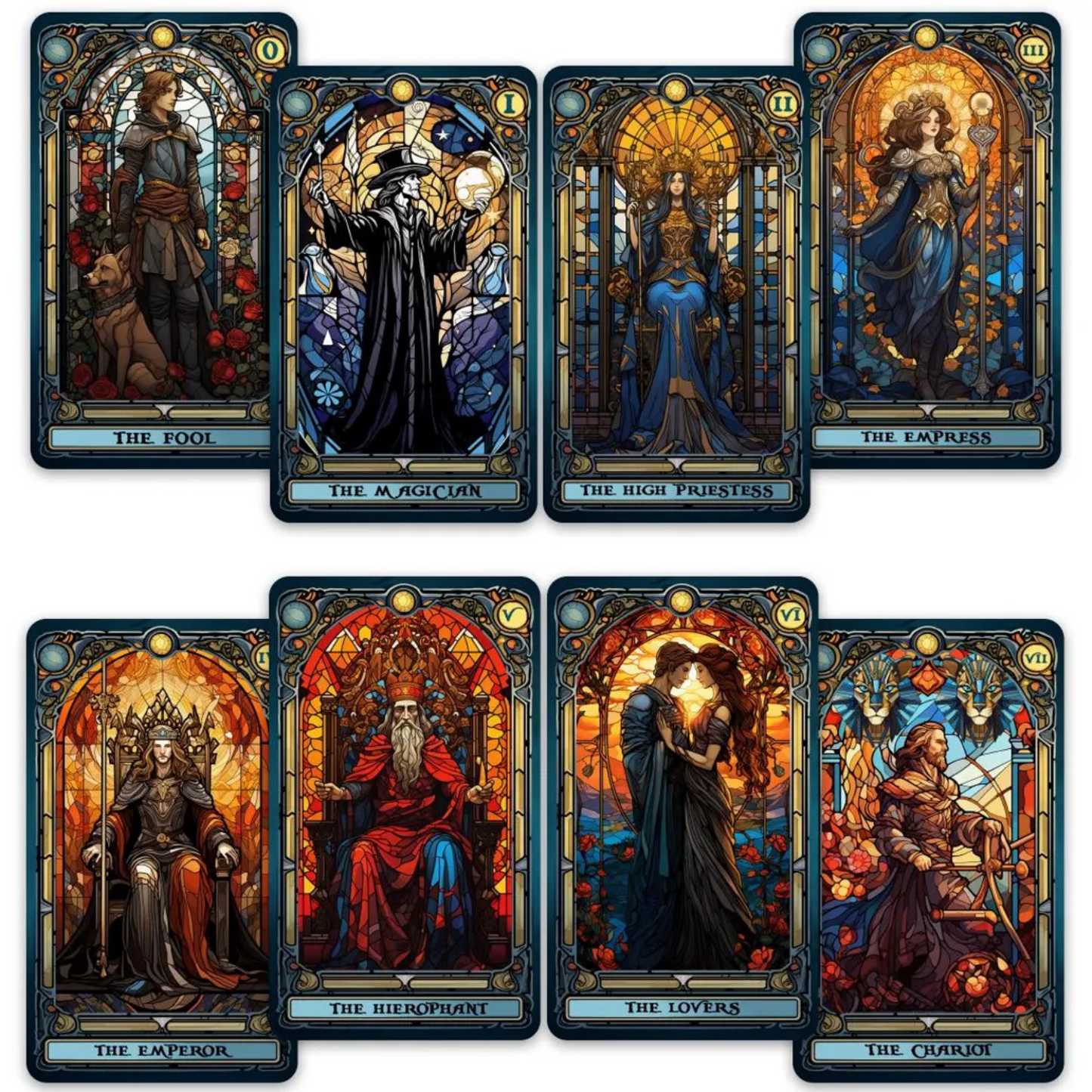 Stained Glass Tarot Deck – 78 Cards with Foil Edges, Intuitive Symbolism, Guidebook Included, Ideal for Beginners and Collectors