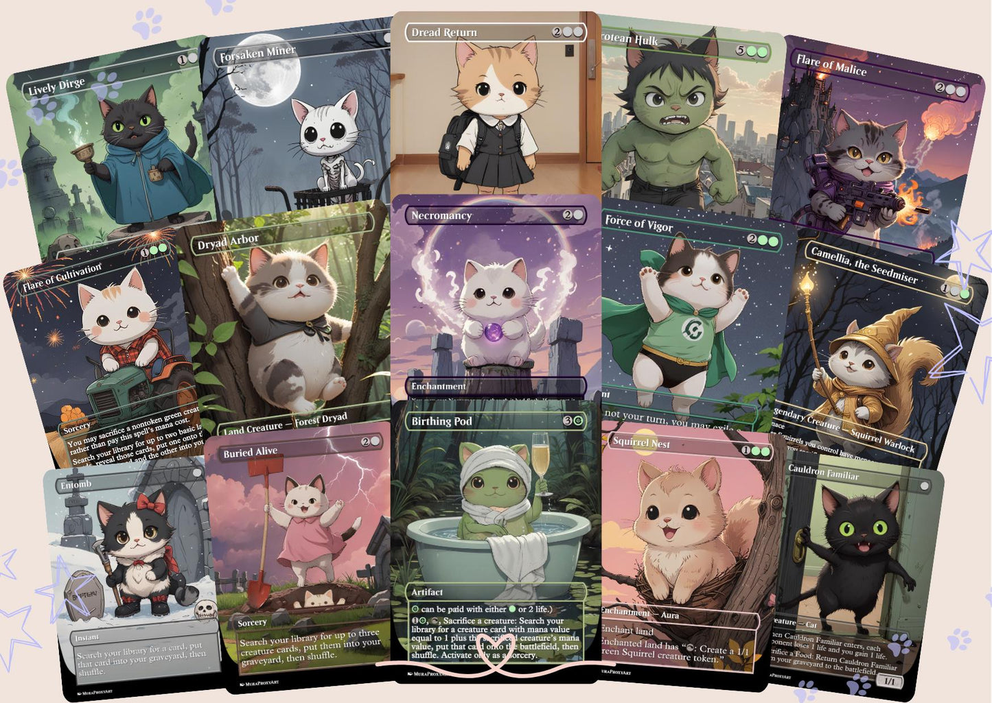 Ygra Food Sacrifice Proxy Commander Deck, 100 Cards + 8 Free Tokens | Cute Custom Full Art | MuraProxyArt