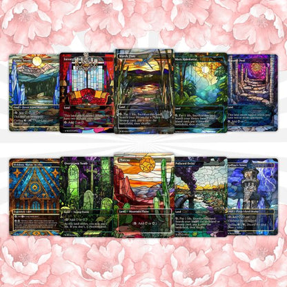 50+ Stained Glass Lands – Borderless Custom Proxy Land Pack for EDH & cEDH | Mystic MTG