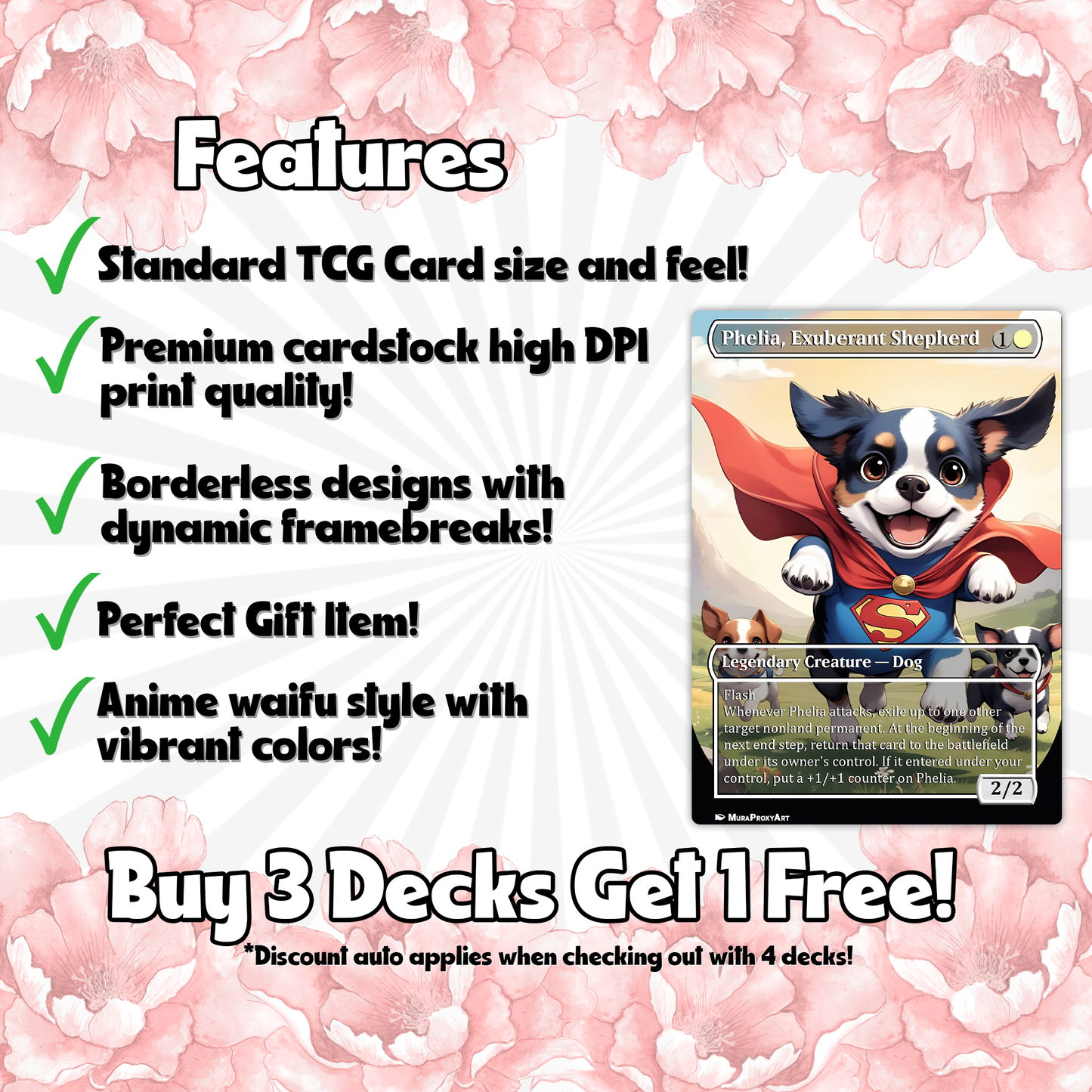 Rin and Seri Cat Dog Proxy Commander EDH Deck, 100 Cards + 8 Free Tokens | Cute Custom Full Art | MuraProxyArt