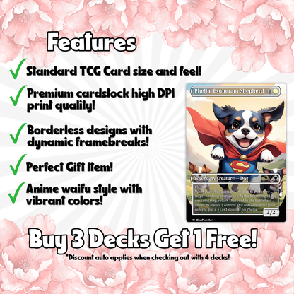 Rin and Seri Cat Dog Proxy Commander EDH Deck, 100 Cards + 8 Free Tokens | Cute Custom Full Art | MuraProxyArt