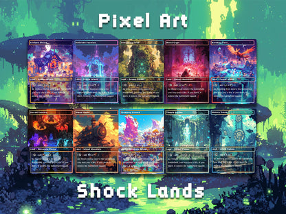 Pixel Art Style Mega Land pack, 50 unique borderless custom proxy lands High quality lands