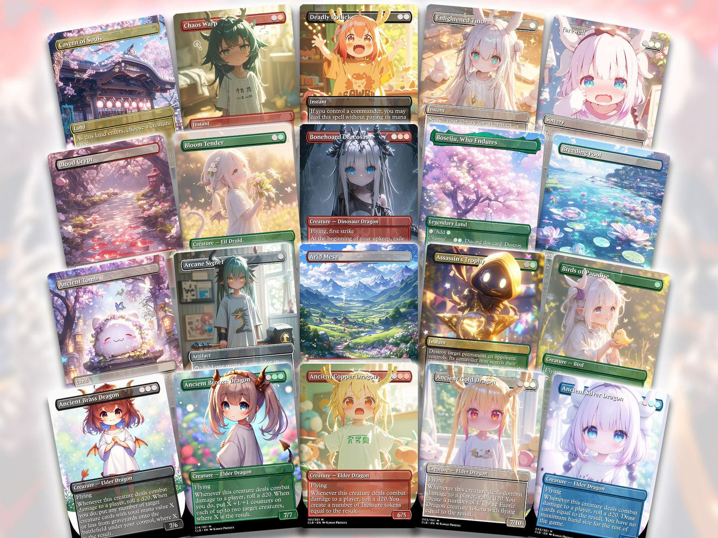 Chibi UR-Dragon MTG Deck - Dragon Tribal EDH | 100+ Premium Custom Cards | Competitive play