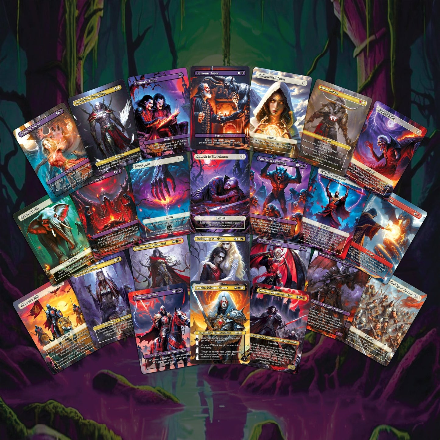 Vampire Commander Deck - Edgar Markov High Quality MTG Proxies for EDH, Full 100 Card Ready to Play Deck with Custom Art + Bonus