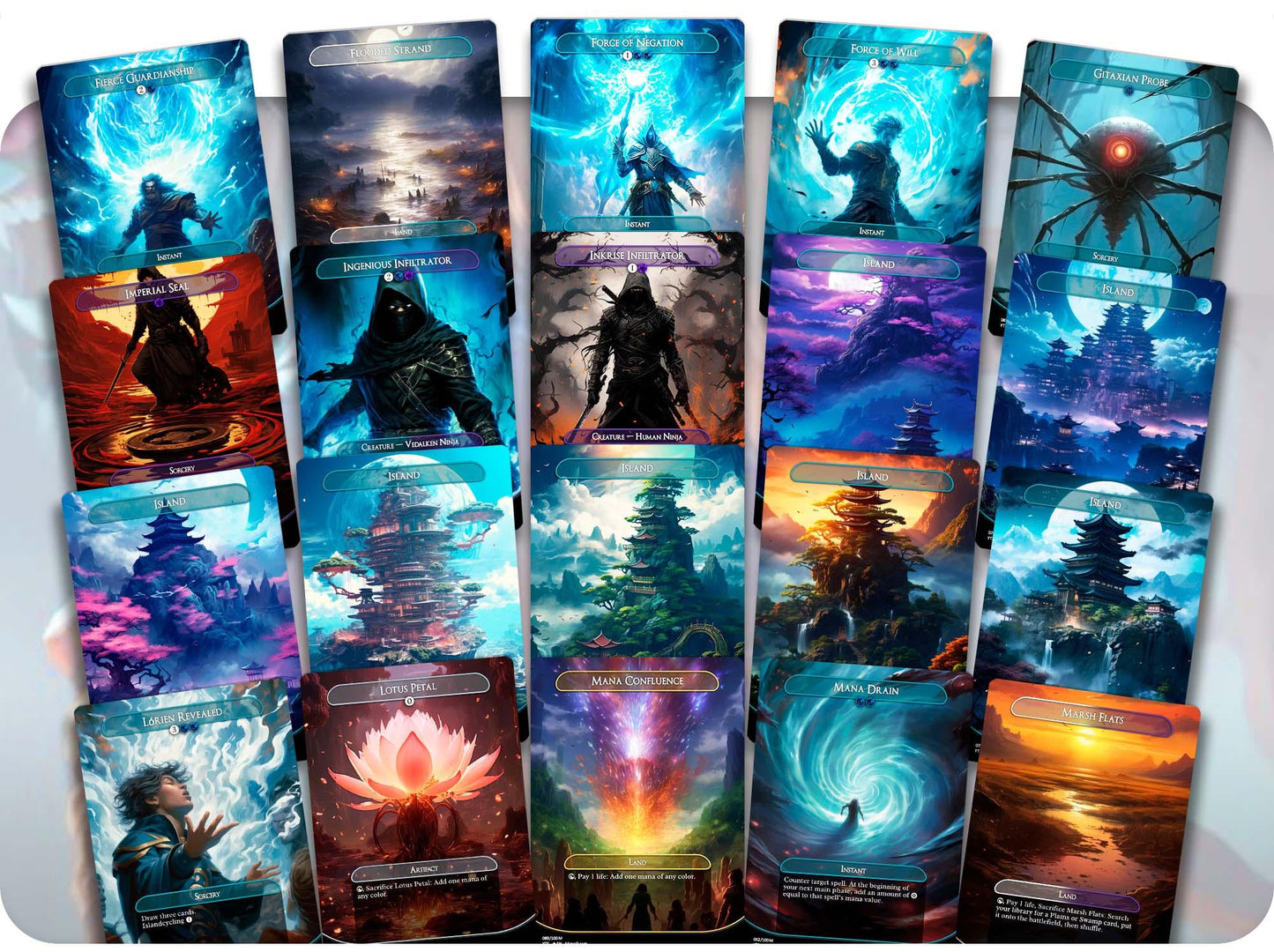 Yuriko Ninja Tribal - 100 Proxy Cards - Commander EDH Deck - High Quality Altered Cards - Full ManaFlame Deck