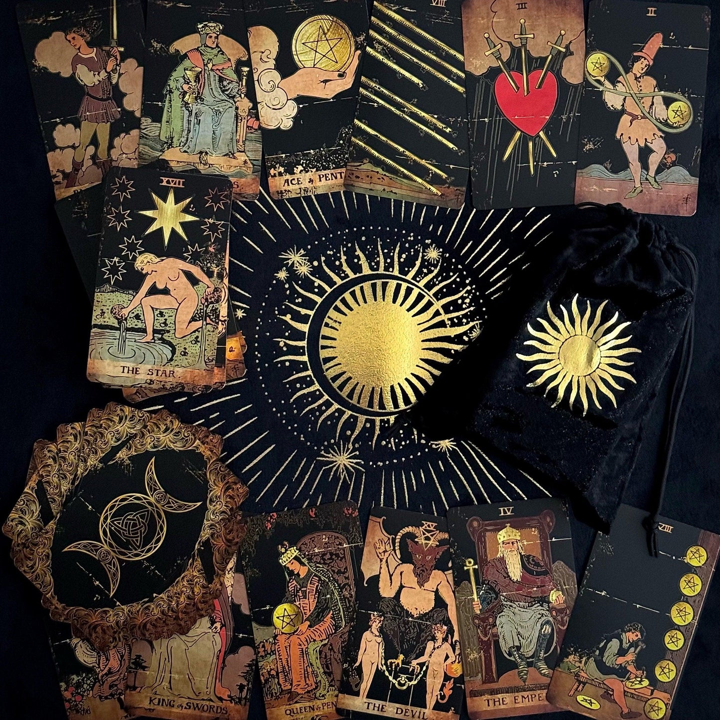 Tarot Cards, 78 Tarot Deck, Original Tarot Cards for Beginners and Experts with Guide Book and Gift Bag, Fortune Telling Game, Divination.