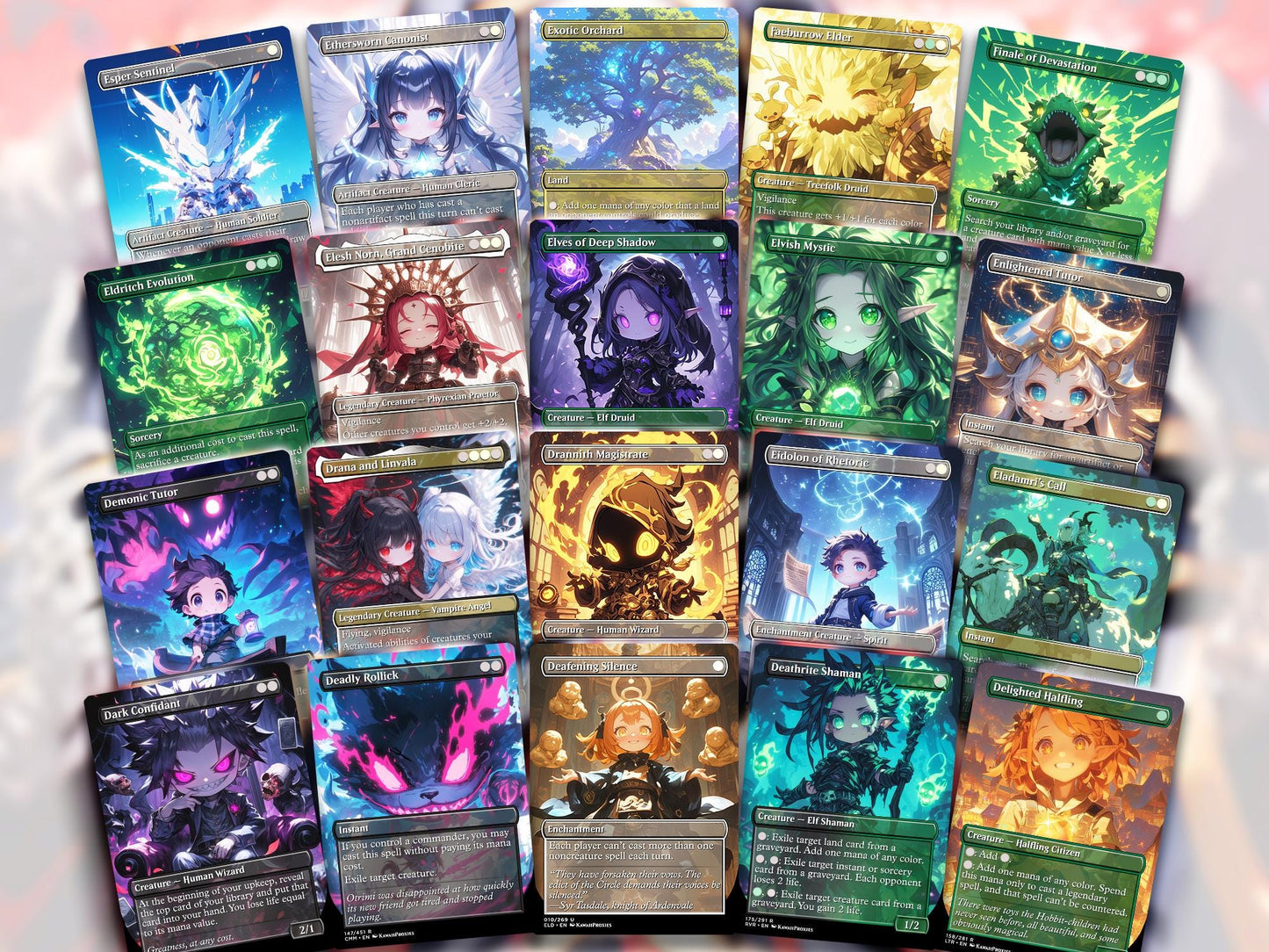 Chibi Anime MTG Deck EDH Tymna and Kodama Premium Quality Proxy 100+ Cards