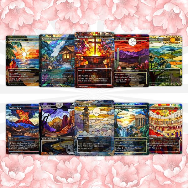 50+ Stained Glass Lands – Borderless Custom Proxy Land Pack for EDH & cEDH | Mystic MTG